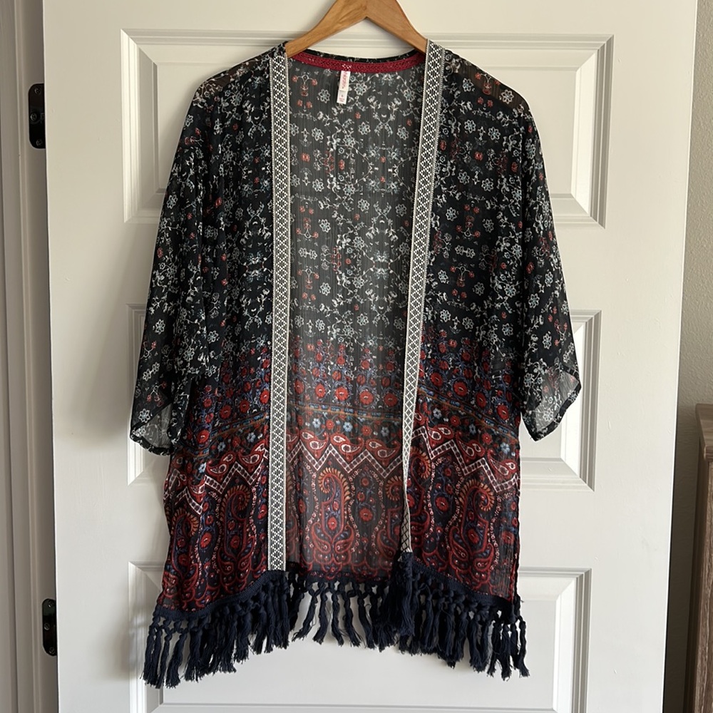 EXHILARATION KIMINO COVER UP TOP SIZE S